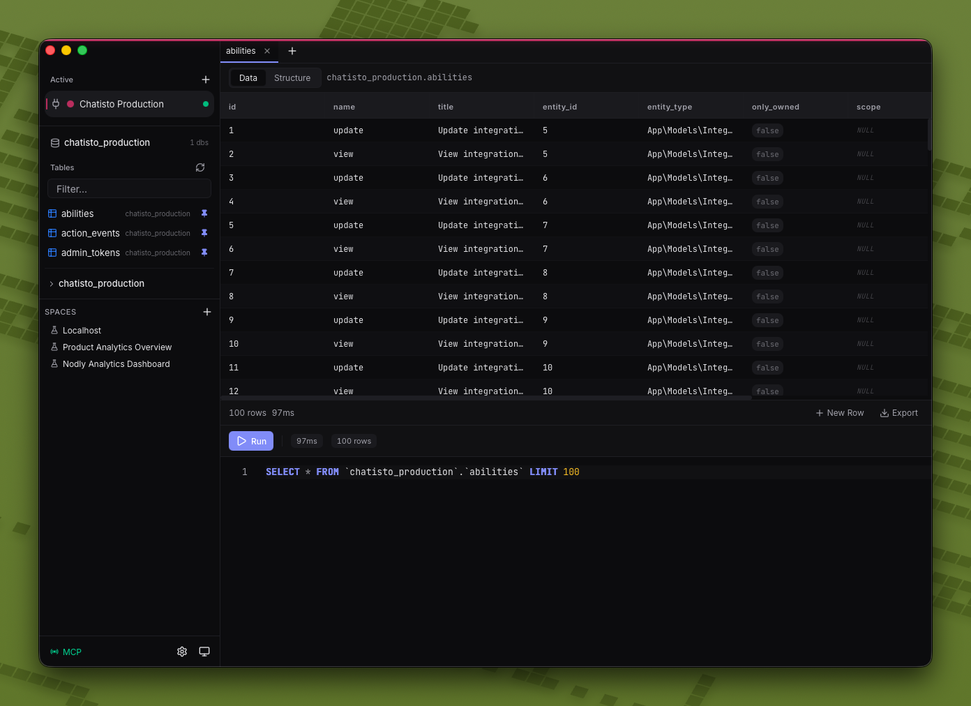 Pinned tables in the Queryline sidebar